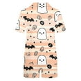 thumbnail image 4 of SwiftWear Women's Halloween Pajamas Set Collared Button Down Sleepwear Cute Ghost Spider Print Lounge Shorts Set Soft Homewear L, 4 of 5