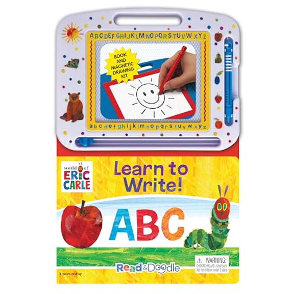 Pre-Owned The World of Eric Carle Learn to Write ABC Read & Doodle - Learning resources for kids, a magnetic drawing pad, an easy-to-use pen, 22-page board book for reading and drawing, 978276435