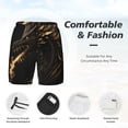 thumbnail image 3 of Yiaed Black And Gold Fire Dragon Print Mens Swim Trunks Bathing Suit Compression Liner Beach Swim Shorts Swimwear Quick Dry Zipper Pocket No-Chafing Board Short-, 3 of 6