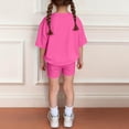 thumbnail image 4 of BVWKPCV Girls Clothes Tween Girl Outfits T-Shirt Tops +leggings Shorts Set Cute Clothing Set Sizes 8-12 Years Hot Pink 12-13Y, 4 of 7