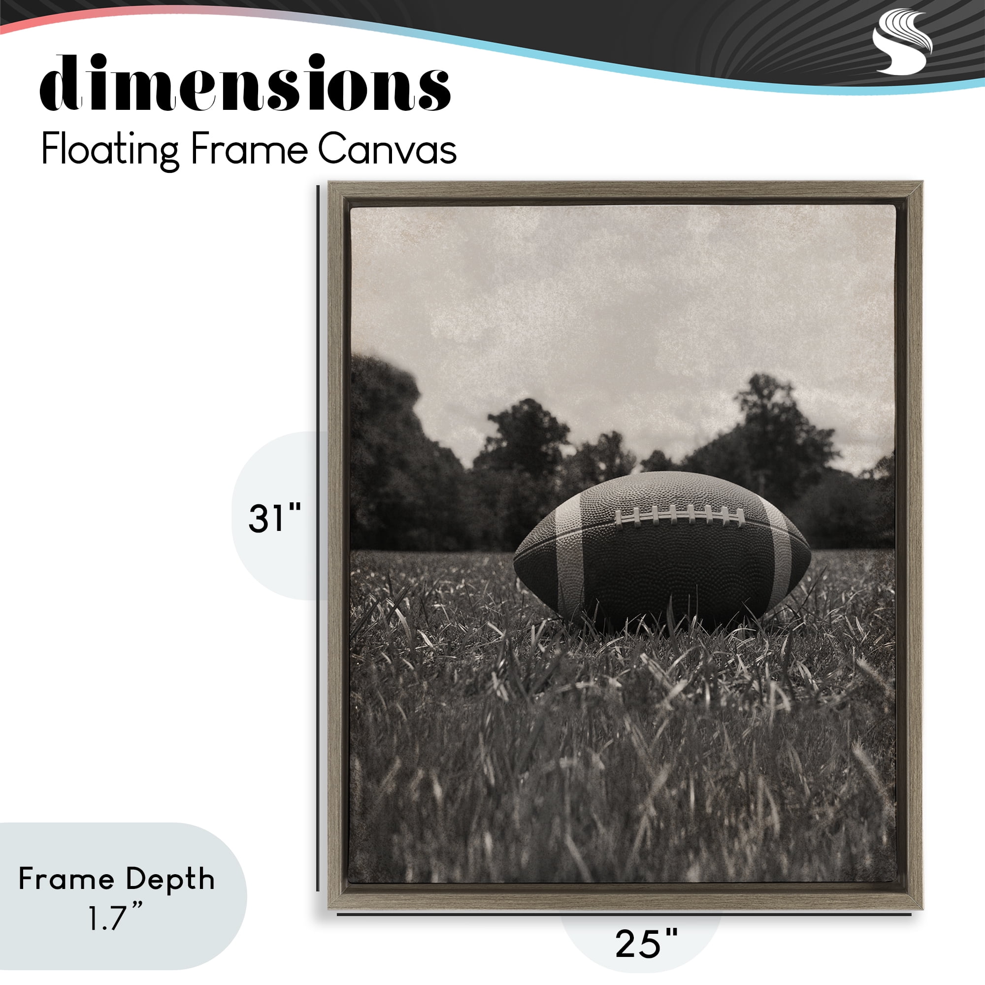 Stupell Industries Vintage Sports Football Brown Framed Floater Canvas Wall Art, design by Marcus Prime