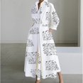thumbnail image 1 of Women's Polo Collar Long Sleeve Maxi Dress - Ankle-Length, Elastic, Button Detail, Polyester, 1 of 10