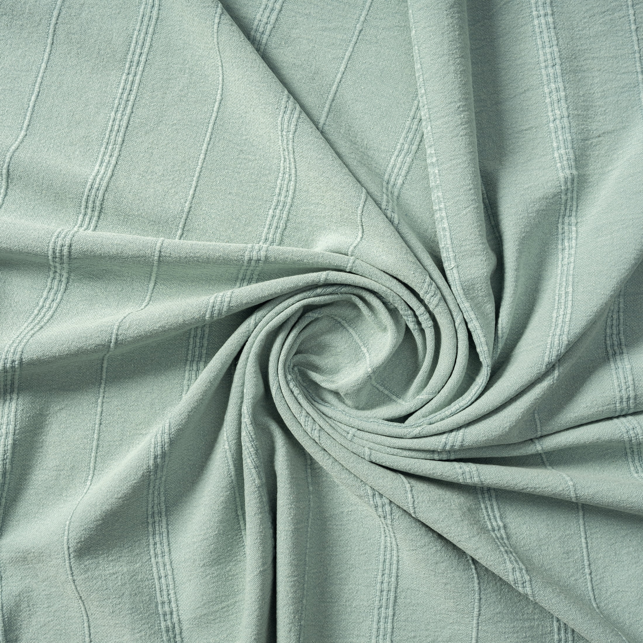 Ox Bay Sarra Aqua Green Striped Fringed Ultra-Soft Turkish Cotton Reversible Throw Blanket, 50" x 60"