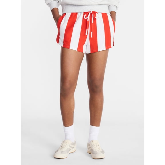 No Boundaries Striped French Terry Baja Shorts, 2.5" Inseam, Women's