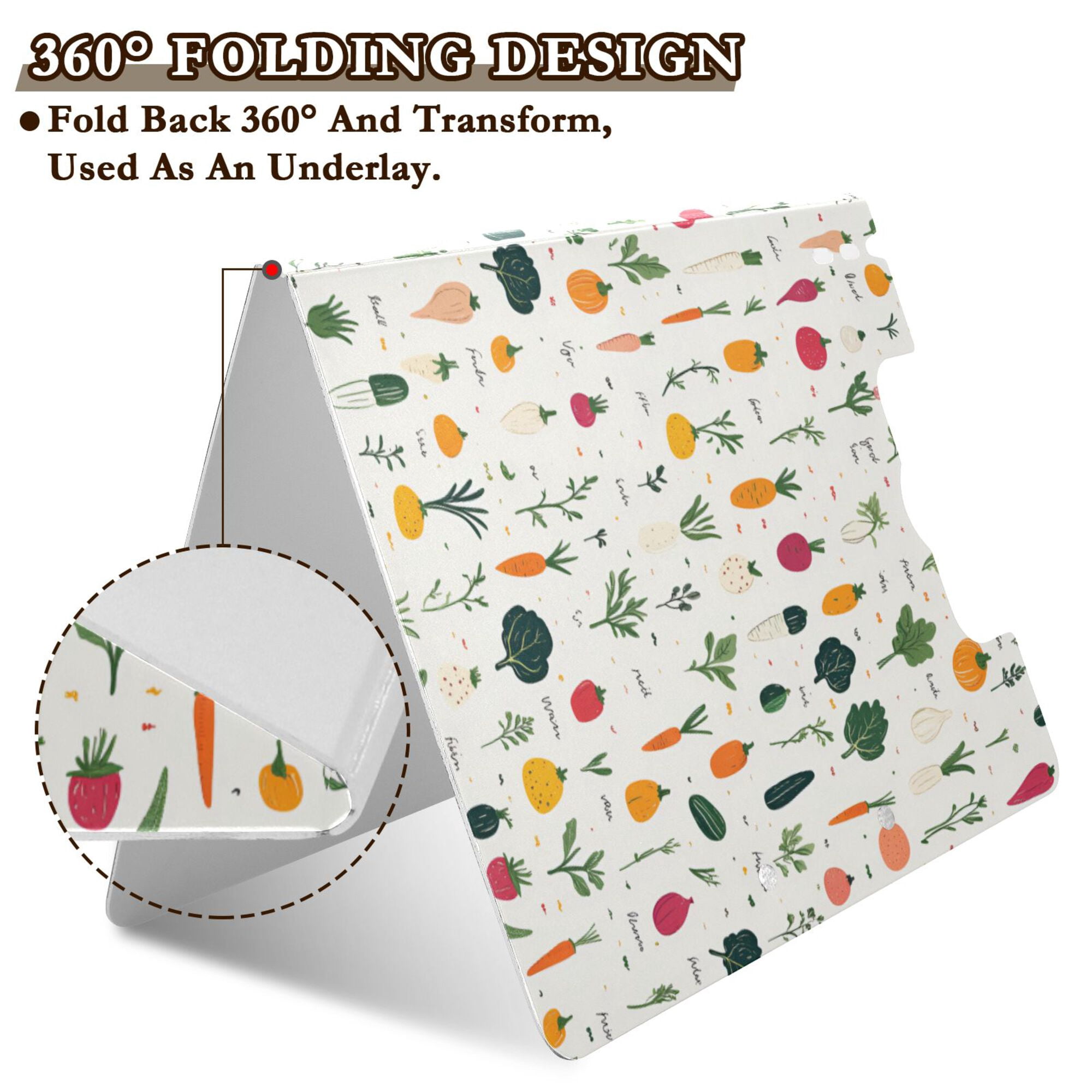 FORMRS A4 Clipboard Folder with Pen Holder Horizontal Foldable School Office Binder, Beige Vegetables Pattern