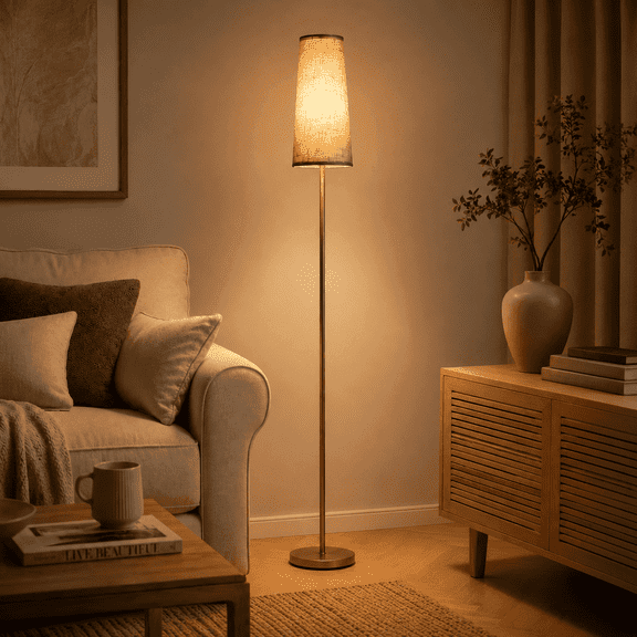 EDISHINE 65in Gold Floor Lamps for Living Room, Pole Lamps with Foot Switch, for Bedroom, Office, 3CCT, LED Bulb Included