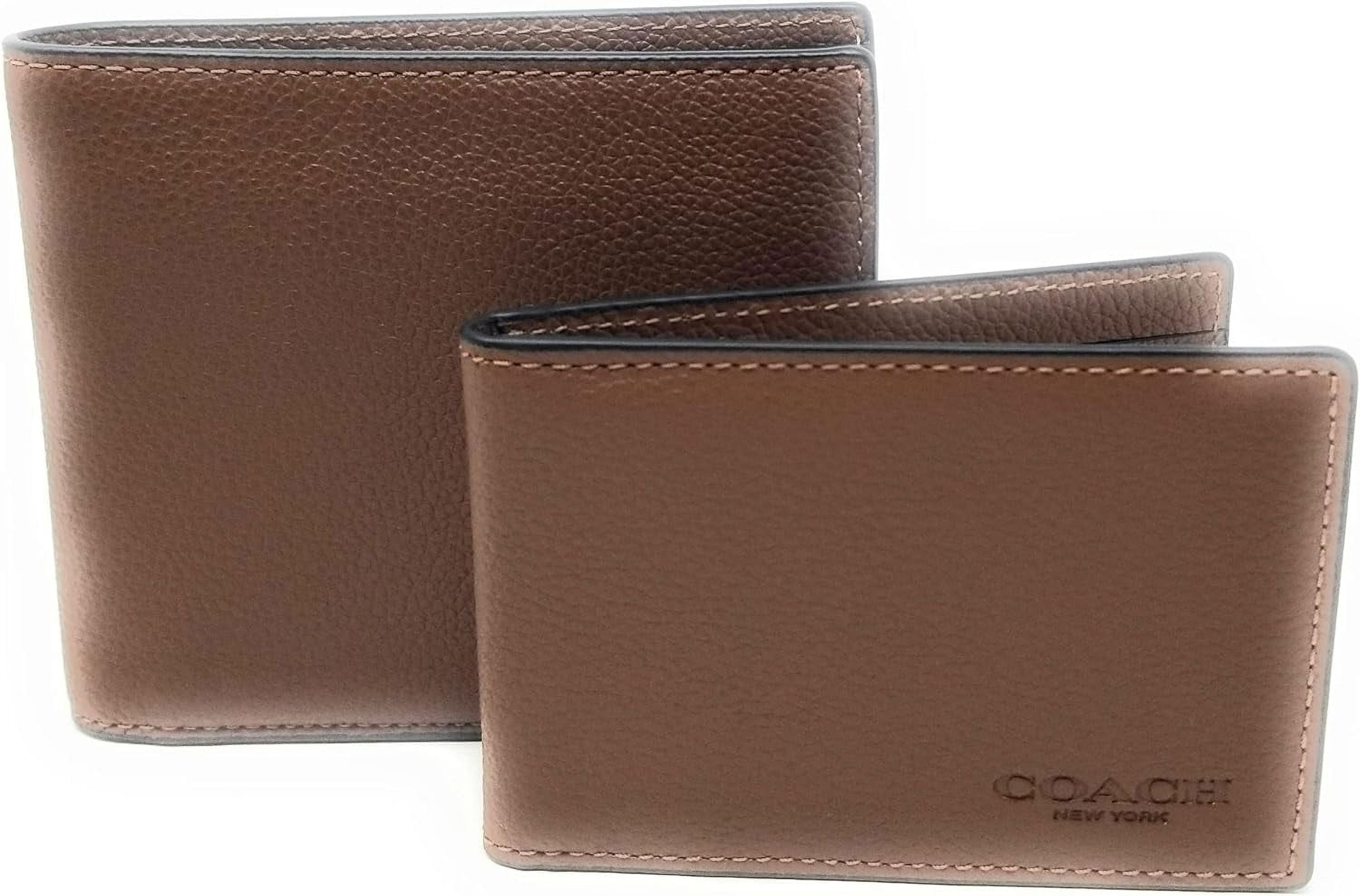 COACH Men s 3 In 1 Wallet Sport Calf Leather Dark Saddle Walmart