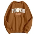thumbnail image 4 of Womens Sweatshirt Crew Neck Vintage Halloween Pumpkin Season Letter Graphic Long Sleeve Oversized Streetwear Holiday Loose Pullover Tops Brown XL, 4 of 4