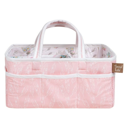 UPC: 0846216059100 | Trend Lab Pink and White Feathered Friends Storage Caddy