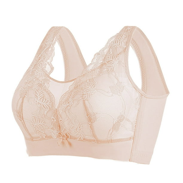 Puntoco Sujetadores sin aros para mujer Sujetador de encaje fino para mujer, cómodo y ventilado, de talla grande, sin aro de acero