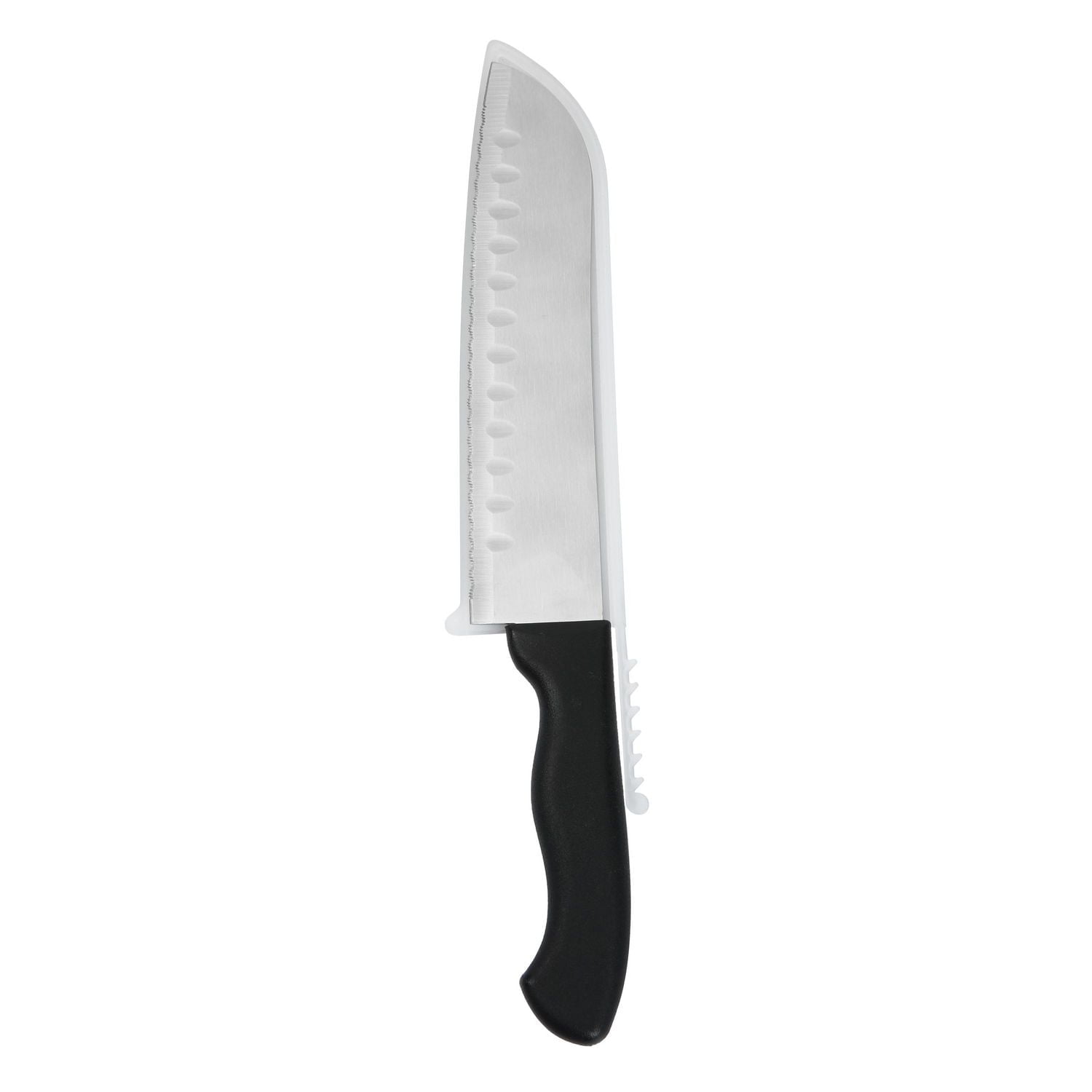 Mainstays 7" Stainless Steel Santoku Kitchen Knife Black with Sheath