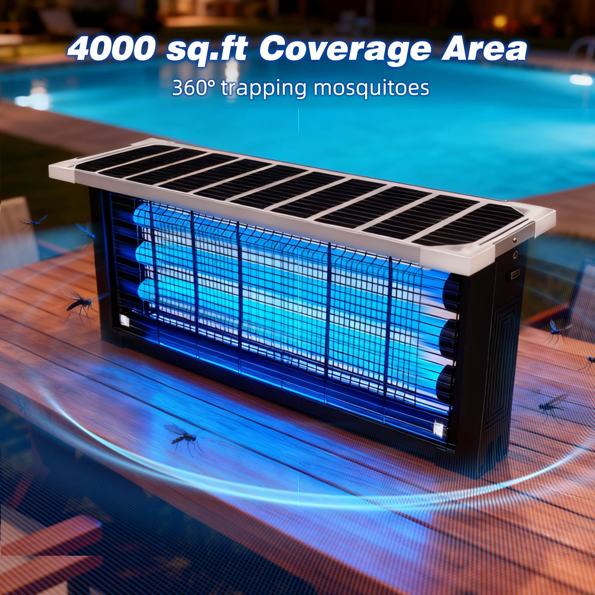 Coospider 4000 Sq Ft Solar Bug Zapper, 18W Rechargeable Waterproof Outdoor Mosquito Killer for Patio Garden Yard Camping