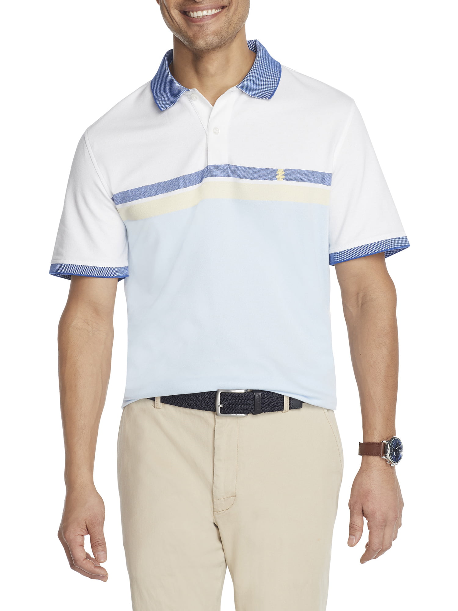Callaway Mens Basics Short Sleeve Modern Chest Stripe Polo Shirt