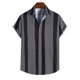 thumbnail image 2 of Blusa informal de manga corta con estampado de rayas playeras y botones para hombre Pompotops oipoqjl27764, 2 of 9
