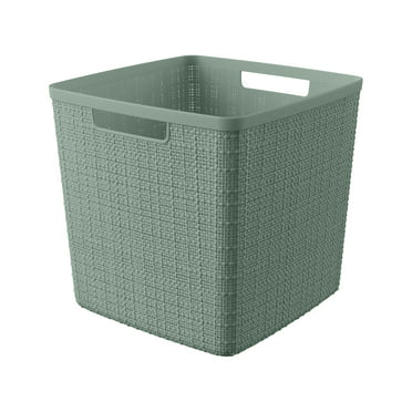 Curver Jute Basket Small 2pk, Resin Plastic Storage Bin, Aqua Slate ...