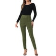 thumbnail image 2 of FAB CURVES Women's Faux Suede Leggings High Waisted Stretch Slim Pants L Light Army Green, 2 of 6