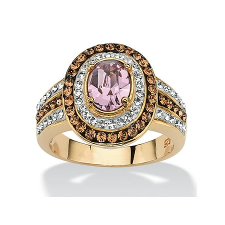 - Oval-Cut Violet Crystal Cocktail Ring MADE WITH SWAROVSKI ELEMENTS 18k Gold over Sterling Silver