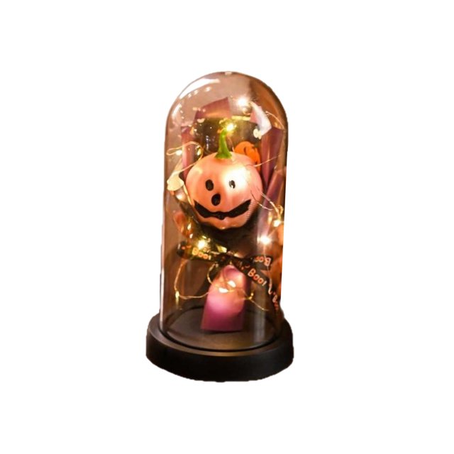 tamizeot Desktop Ornament With Halloween Elements Add Charm To Space Exquisite Halloween Gift Luminous Glass Pink