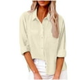 thumbnail image 1 of Timegard Womens Shirts Lapel Neck Long Sleeve Button up Side Split Work Casual Loose Blouse with Pocket, 1 of 5