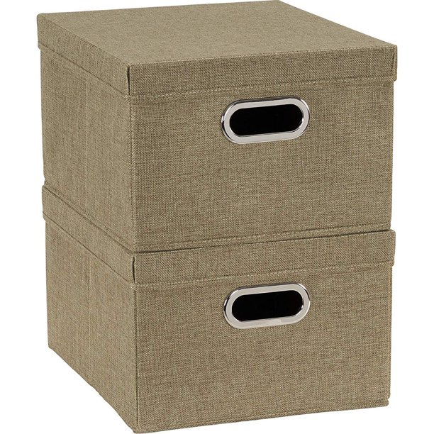 HOUSEHOLD ESSENTIALS Collapsible Linen Storage Boxes, 2pk, Carnation