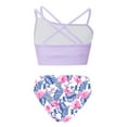 thumbnail image 2 of CHICTRY Girls 2-Piece Swimsuit Crop Top with Bikini Briefs Bathing Suit Beach Wear Lavender&White Flowers 12, 2 of 5
