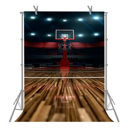 HelloDecor Polyster Photo Background 5x7ft High-End Basketball Court Photography Backdrop Props