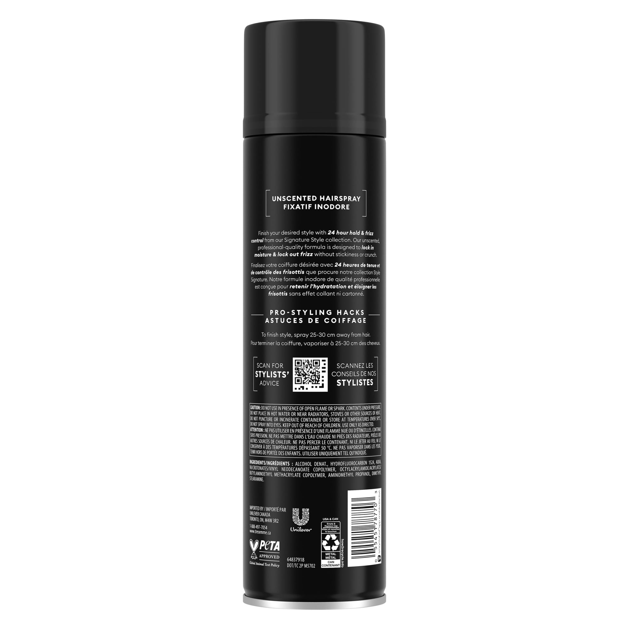 Fixatif Capillaire Tenue Extra Inodore TRESemmé  pour une protection contre l'humidité, les frisottis et les cheveux rebelles