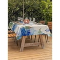 thumbnail image 3 of Outdoor Tablecloth with Umbrella Hole for Patio/Picnic/Party/Camping, Blue Hydrangea Waterproof Table Cloth Rectangle Table Cover Washable, Watercolor Flower Butterfly Leaves Beige (52"x 70"), 3 of 9