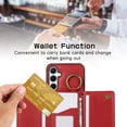 thumbnail image 5 of ELEHOLD Case for Samsung Galaxy A24 4G, Zipper Leather Wallet Crossbody Case with Detachable Ring Kickstand & Card SlotsRed, 5 of 10