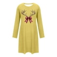 thumbnail image 6 of FDGIU Women's Christmas Nightgown Long Sleeve - Cute Graphic Print Loose Crewneck T-Shirt Dress, Holiday Sleepwear & House Coat, 6 of 6