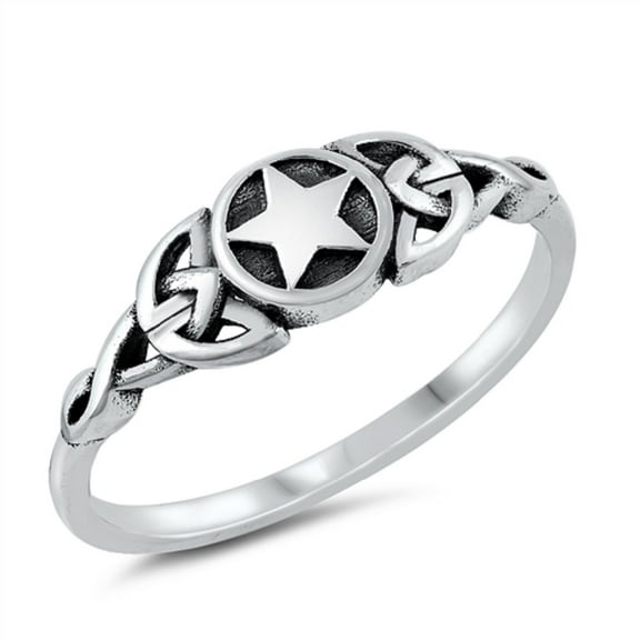 Sterling Silver Celtic Sides Star Ring Size 6