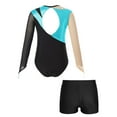 thumbnail image 2 of Sholeno Kids Girls Sparkly Rhinestones Mesh Long Sleeve Gymnastics Ballet Dance Leotard Bodysuit with Turquoise&Black 6, 2 of 7