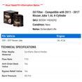 thumbnail image 2 of Oil Filter - Compatible with 2011 - 2017 Nissan Juke 1.6L 4-Cylinder 2012 2013 2014 2015 2016, 2 of 2