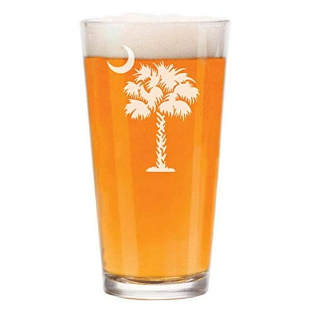 

16 oz Beer Pint Glass Palmetto Tree South Carolina Palm Moon