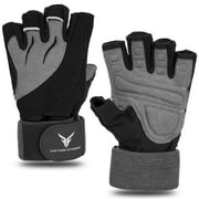Victor Fitness VG03GGM Dark Gray/Gray Size Medium - Fingerless, Artificial leather, Workout gloves