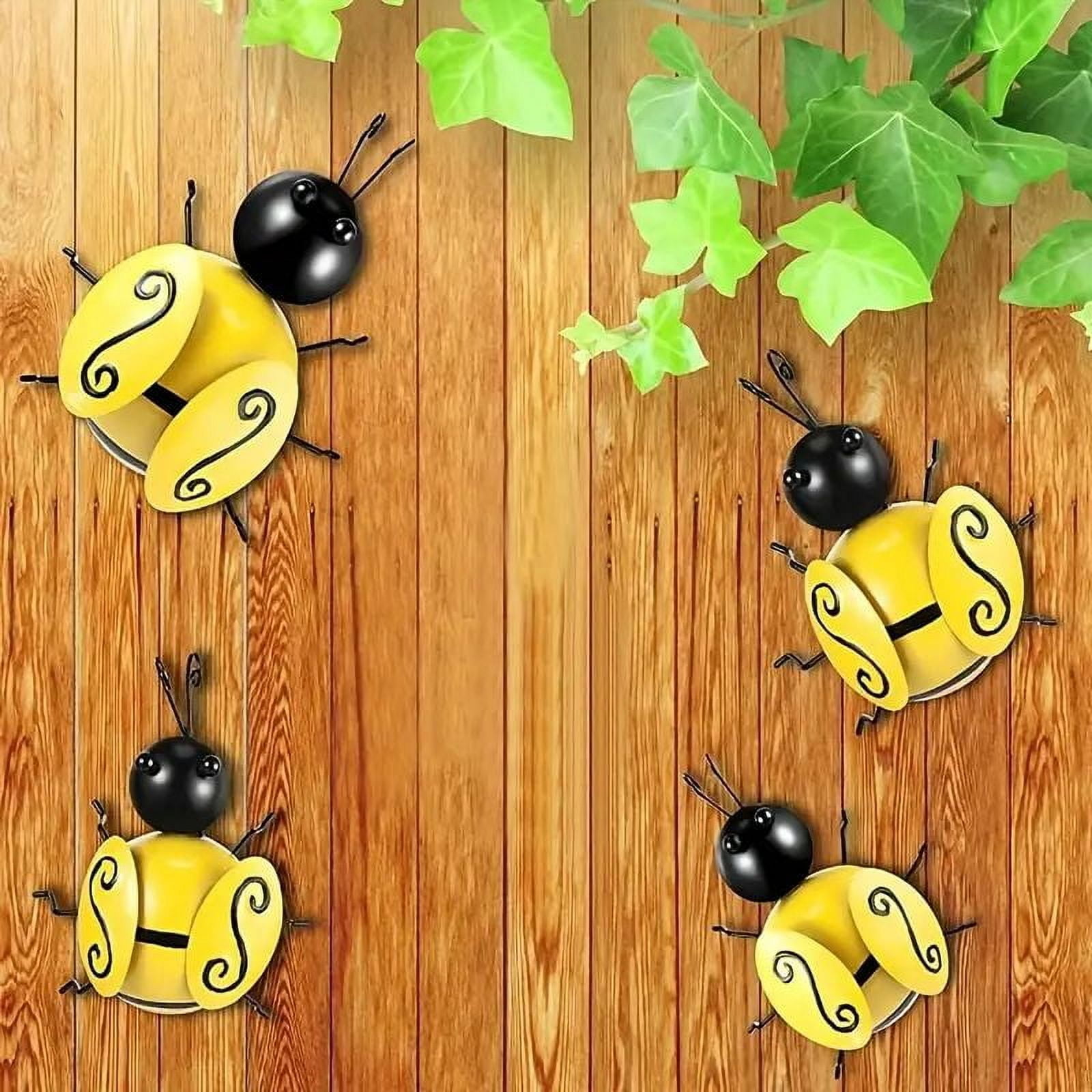 3pcs/4pcs Metal Bee Wall Art Sculptures, Metal Wall Art 3D Sculpture Metal Bumble Bee Wall Decor, Garden Yard Fence Decorations Metal Art Bee Figurine, Garden Yard Art Sign For Outdoor