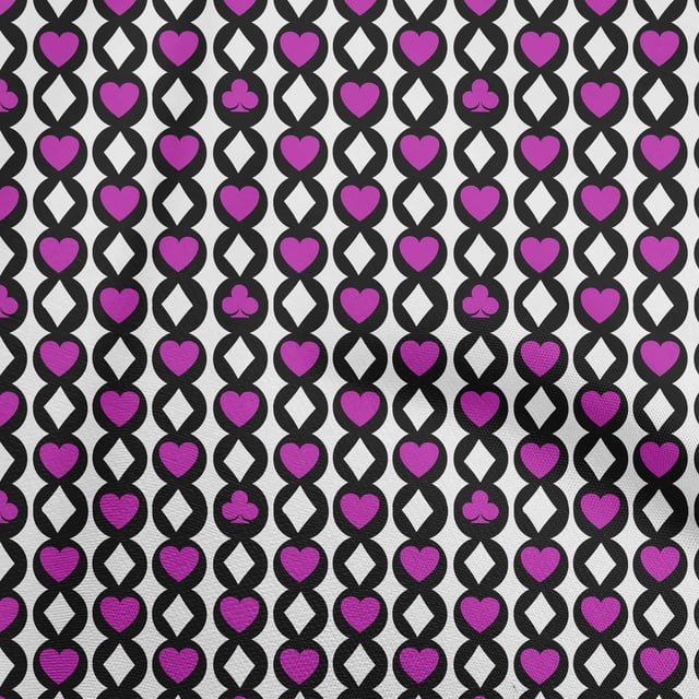 oneOone Polyester Spandex Pink Fabric Poker Card Craft Projects Decor Fabric Printed By The Yard 56 Inch Wide
