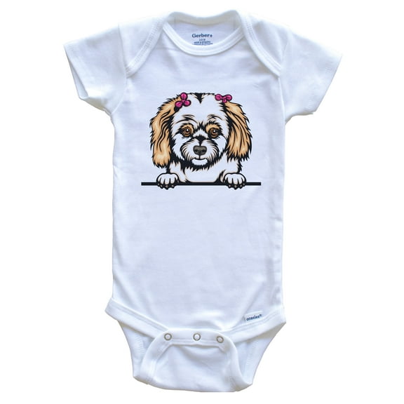 Shih Tzu Dog Breed Cute Baby Bodysuit v2, 0-3 months white