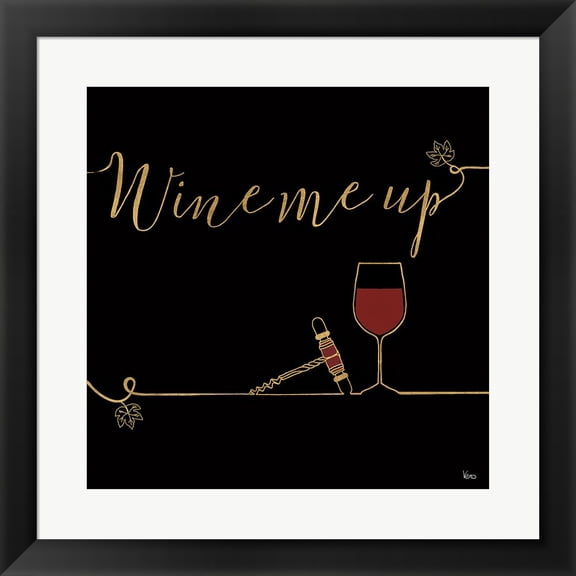 Underlined Wine VII Black by Veronique Charron, Framed Wall Art, 19.5W x 19.5H
