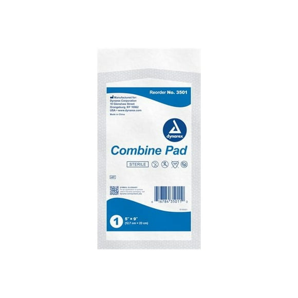 Dynarex - Combine pad - 12.7 x 22.9 cm - sterile - white (pack of 20)