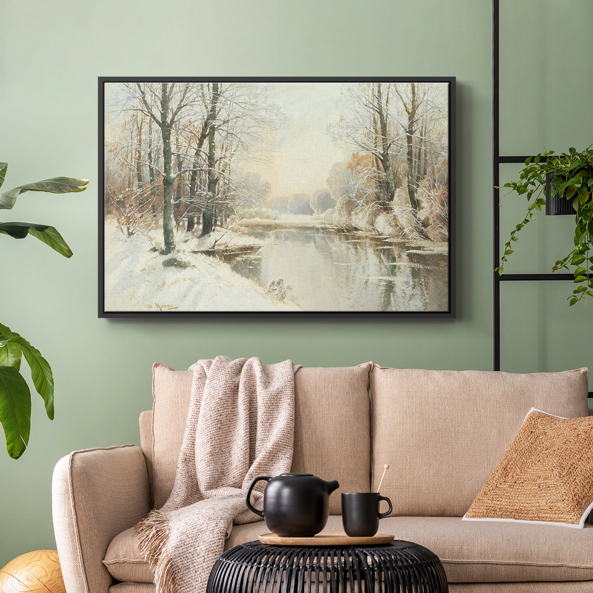 Vintage Landscape-CCLXXXII By Wexford Home Framed in Black Wood Gallery Wrapped Canvas 25 in. x 37 in.