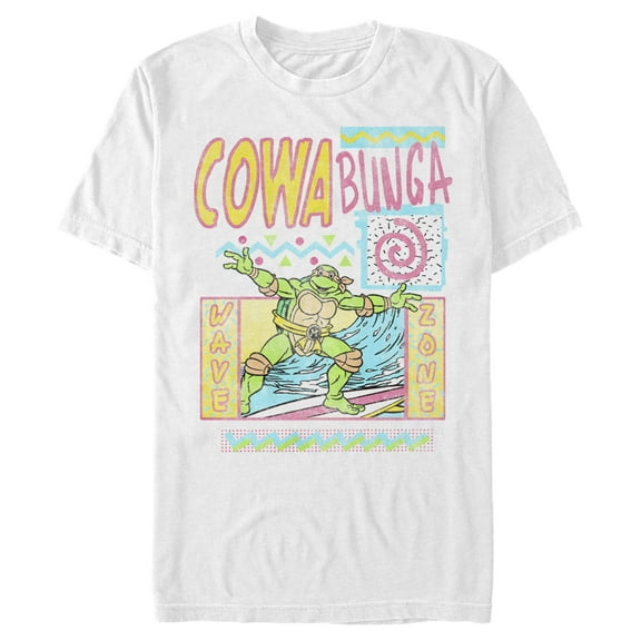 Men's Teenage Mutant Ninja Turtles Distressed Wave Zone Michelangelo Graphic Tee White 2X Large
