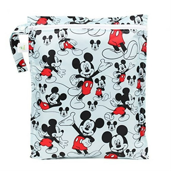 Bumkins Waterproof Wet Bag, Disney Washable, Reusable for Travel, Beach, Pool, Stroller, Diapers, Dirty Gym Clothes, Wet Swimsuits, Toiletries, 12x14 鈥?Mickey Mouse