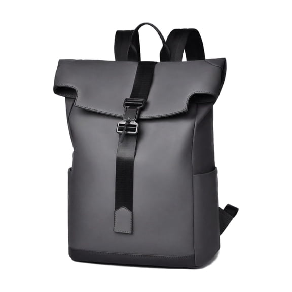 Backpack for Men Gray Roll Top Flap Closure Single Pack for Daily Commute and Travel