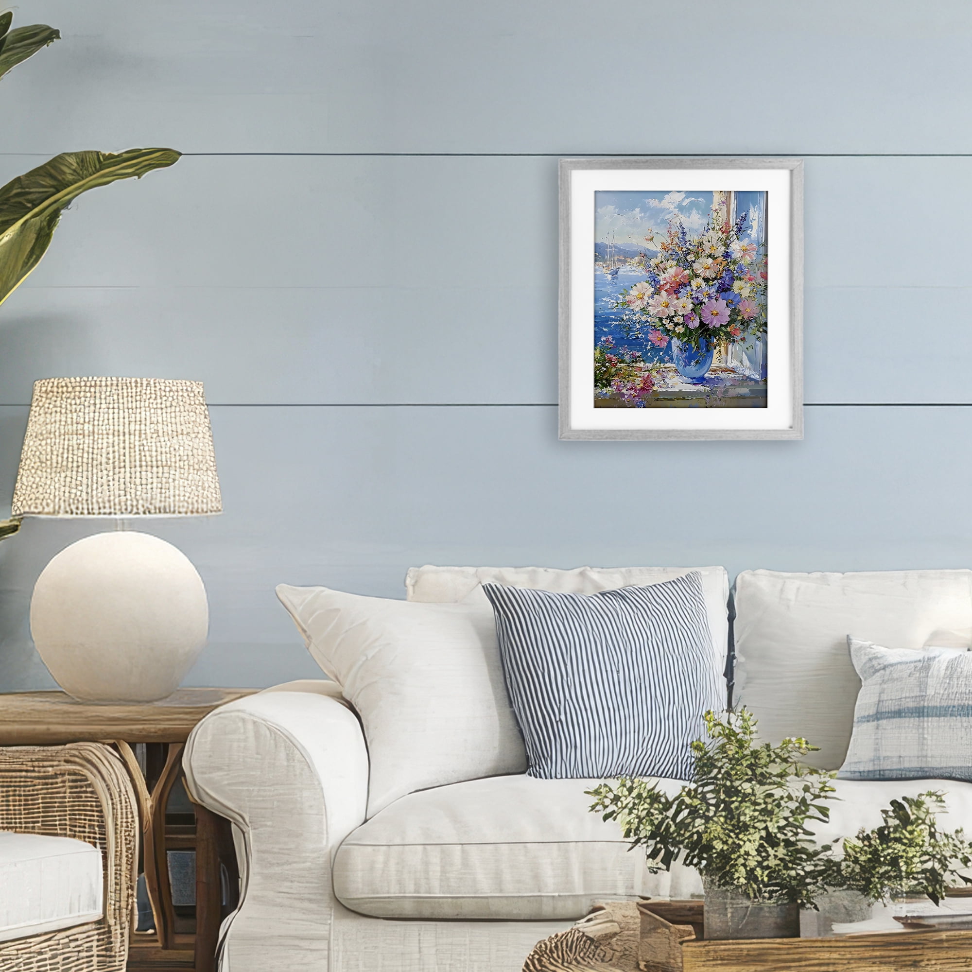 Stupell Industries Beautiful Bouquet on Ledge Gray Framed Print Under Glass, design by Creative Studio