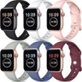 thumbnail image 1 of [Paquete de 6] Compatible con correas de Apple Watch de 45 mm, 44 mm, 42 mm, 41 mm, 40 mm y 38 mm, pulseras deportivas de silicona suave, correa de repuesto compatible con Iwatch Seri, 1 of 5