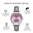 thumbnail image 5 of Jessica Simpson Women’s Pink Watch – Leather Band Dress Watch with Faceted Crystal Dial, Quartz Movement, Elegant Fashion Wristwatch for Women, 5 of 7