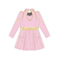 thumbnail image 6 of iiniim Cheer Leader Girls Contrast Color Cold Shoulder Cheerleading Uniform Dress Birthday Party Pink 8, 6 of 7
