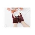 thumbnail image 5 of INSPIRE CHIC Women's Elastic Faux Fur Knit Gloves Winter Warm Soft Half Finger Thumb Hole Furry Wrist Sleeves for Windproof Plush Dress Wine Red, 5 of 6