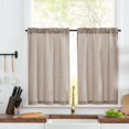 thumbnail image 1 of AIR-Kitchen Curtains Linen Tier Curtains 24 Inch Farmhouse Cafe Country Drapes for Small Window Rustic Rod Pocket Light Filtering Flax for Laundry Room Bathroom Over Sink RV 2 Panels Taupe, 1 of 4